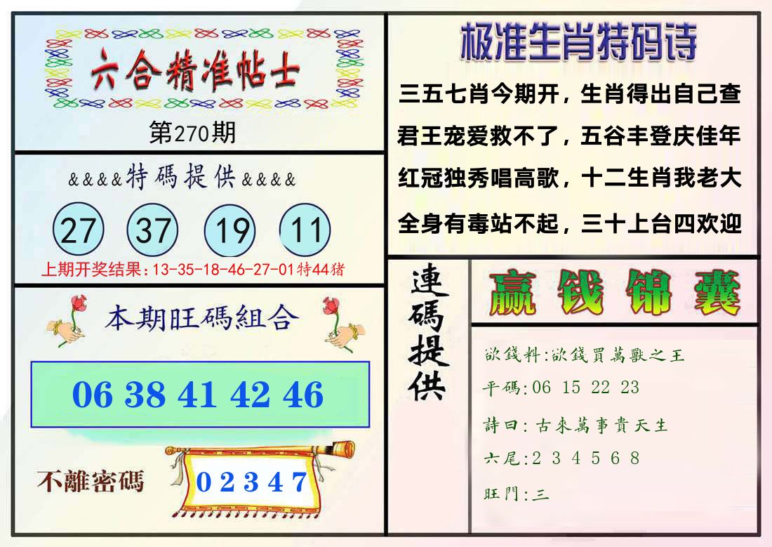 精准贴士 第270期