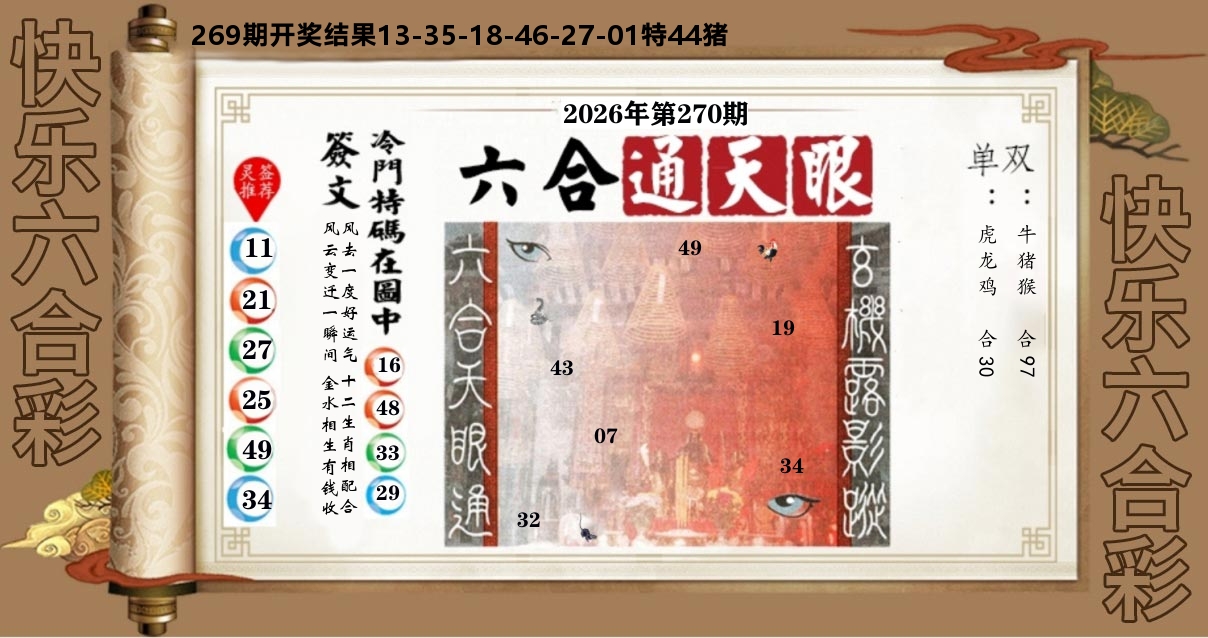 六合通天眼 第270期