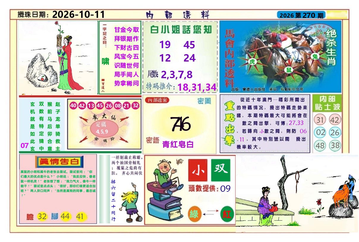 快乐八内部透料A 第270期