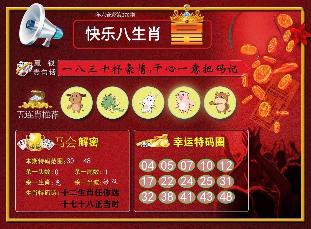 快乐八生肖皇 第270期