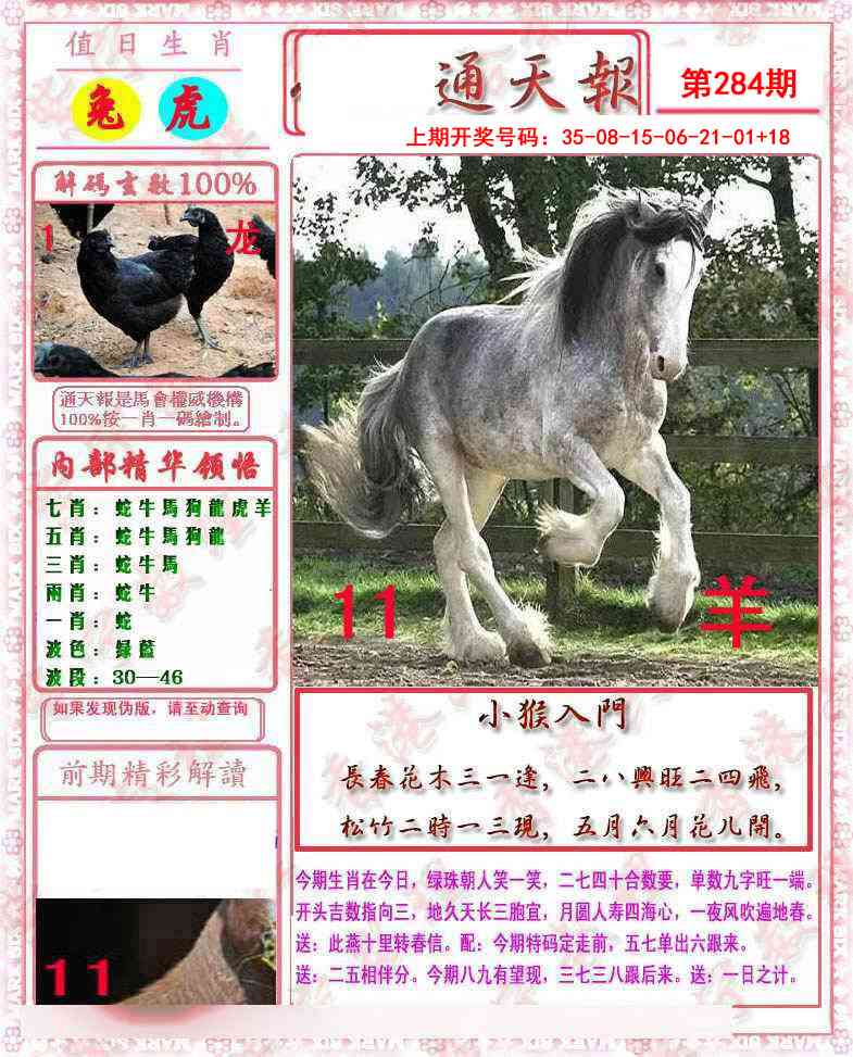 马经通天报 第284期