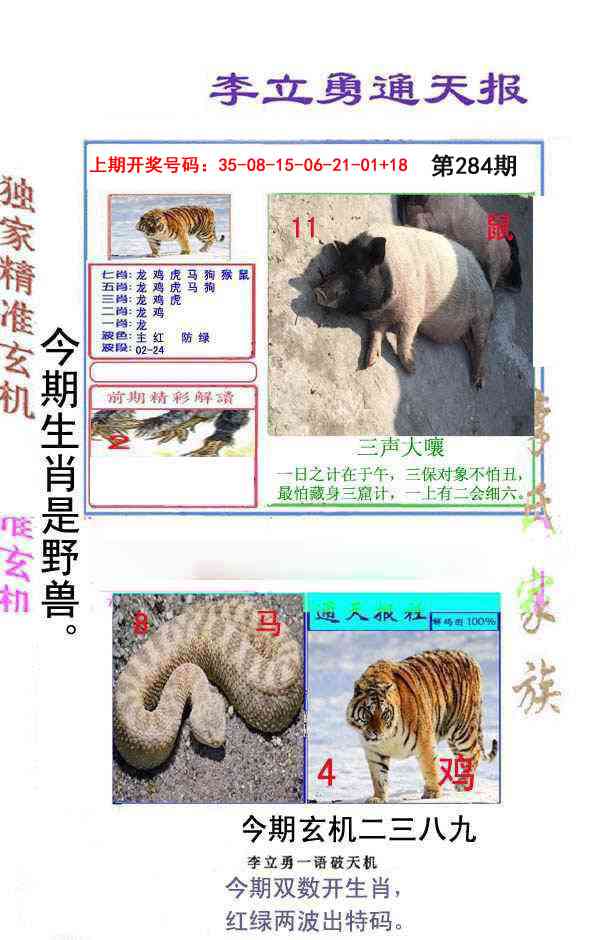 李立勇通天报 第284期