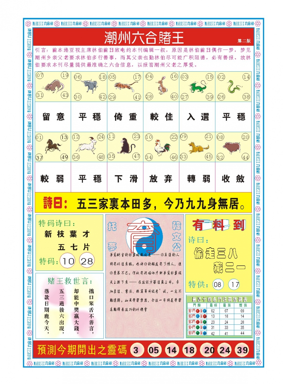 潮州六合赌王B 第283期