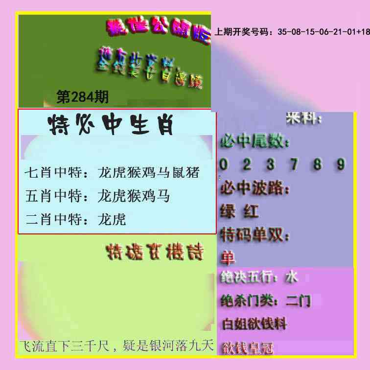 波肖门尾最佳公开版 第284期