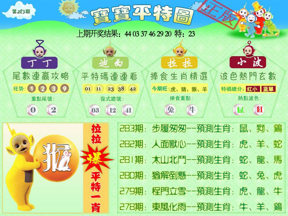 天线宝宝平特图 第283期