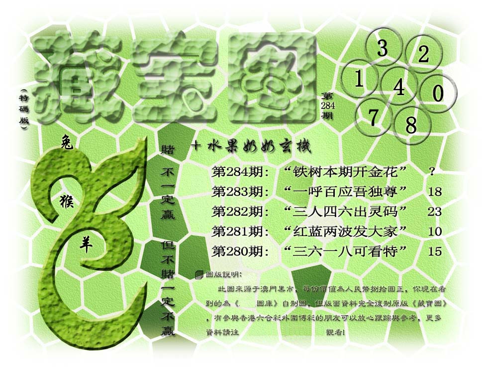 (水果奶奶藏宝图)正版 第284期