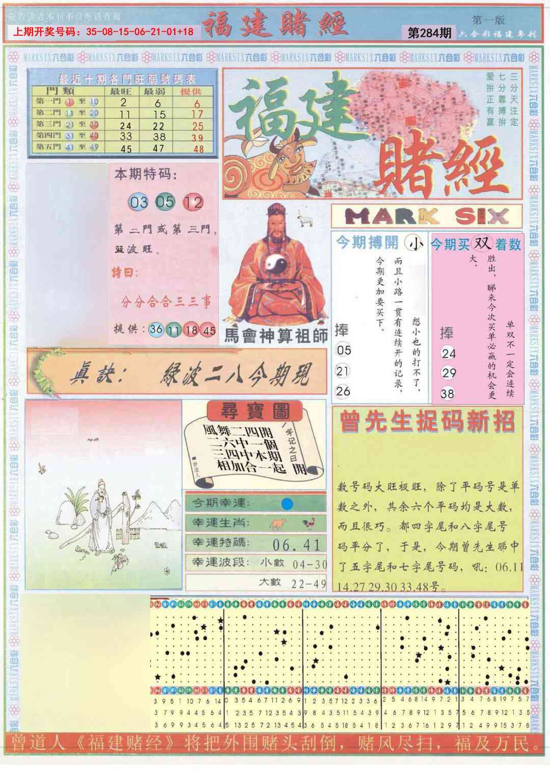 福建赌经A 第284期