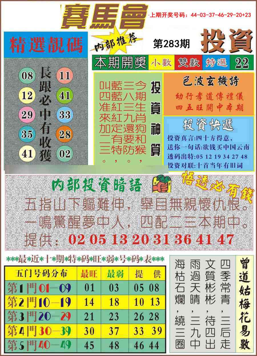 马会投资 第283期