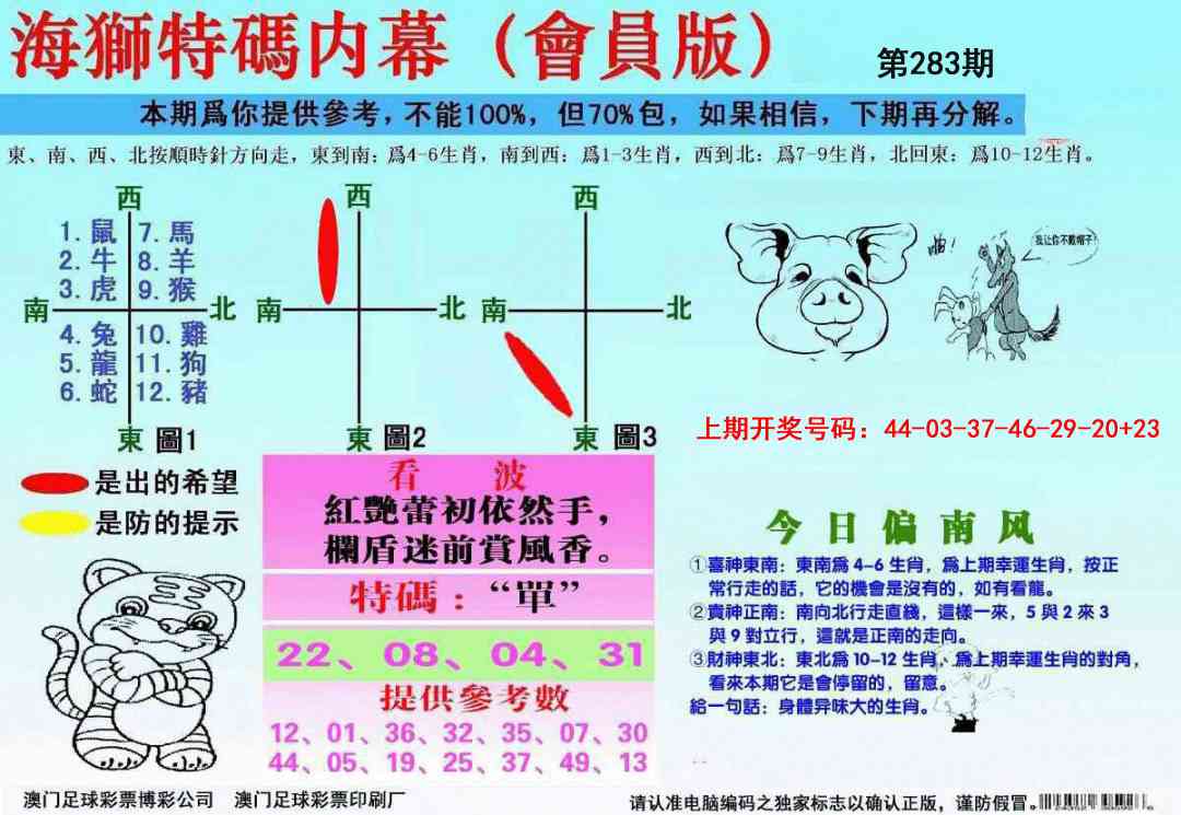 海狮特码会员报 第283期