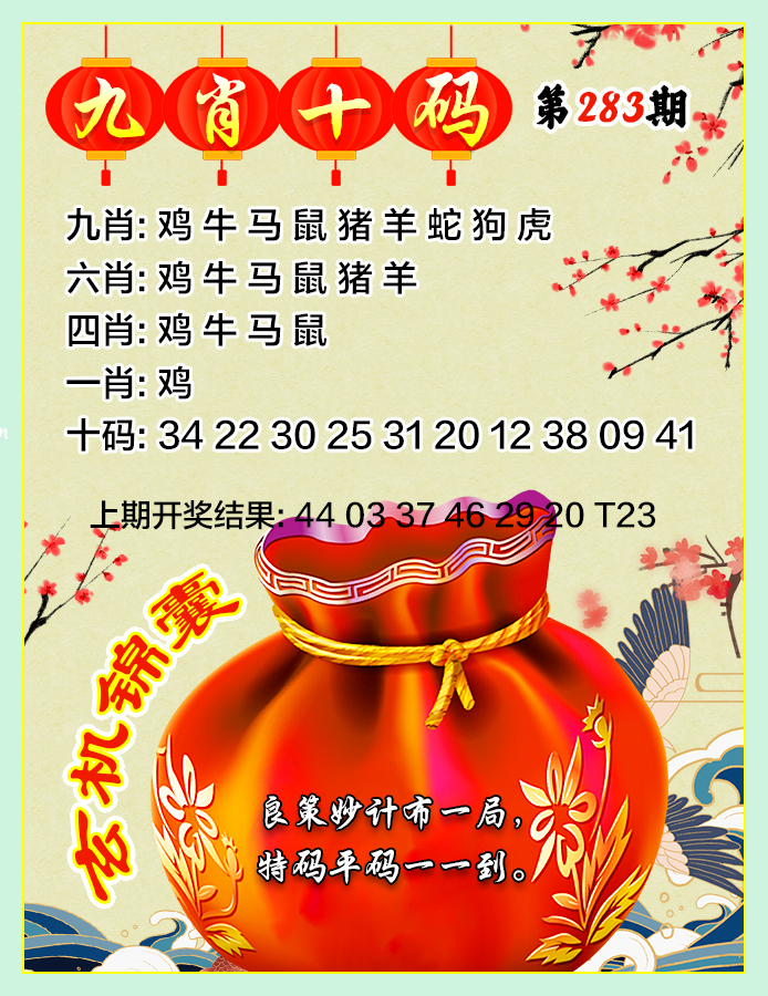 九肖十码 第283期