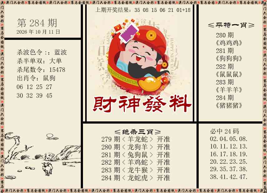 财神发料 第284期