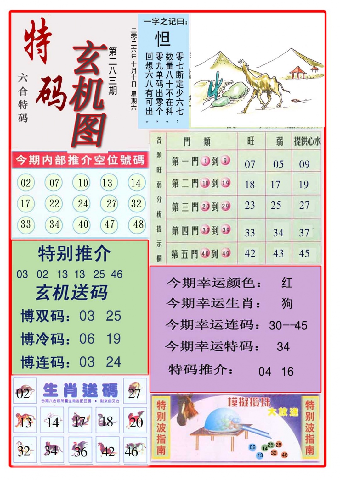 特码玄机图 第283期