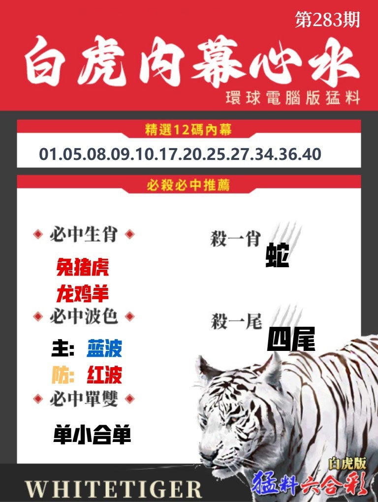 白虎內幕心水 第283期