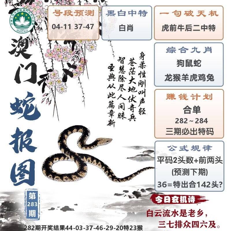 澳门蛇报图 第283期