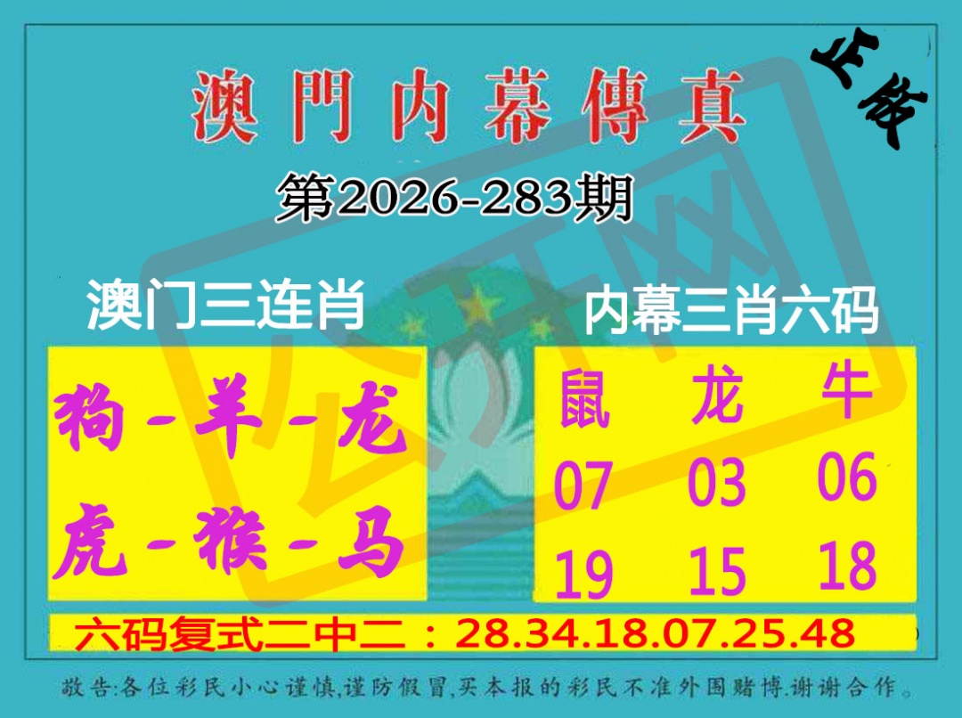 内幕传真三肖版 第283期