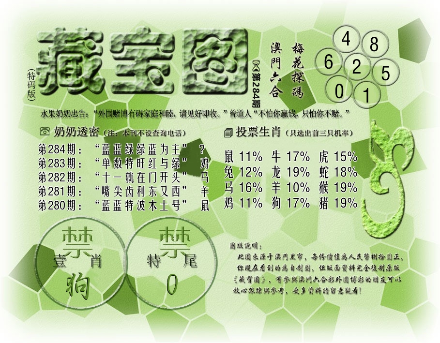 藏宝图特码版 第284期