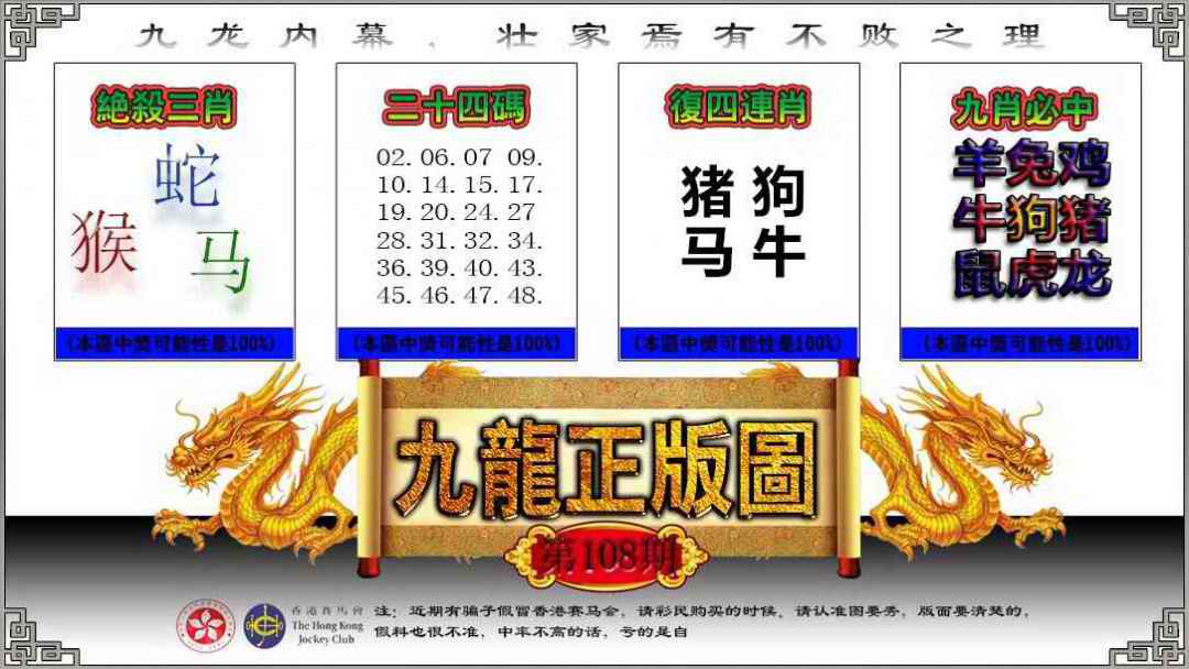 九龙正版图 第108期
