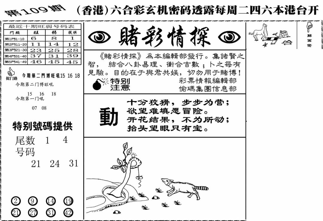老版赌彩情探 第108期
