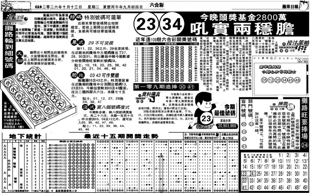 私作苹果报B(自决) 第108期