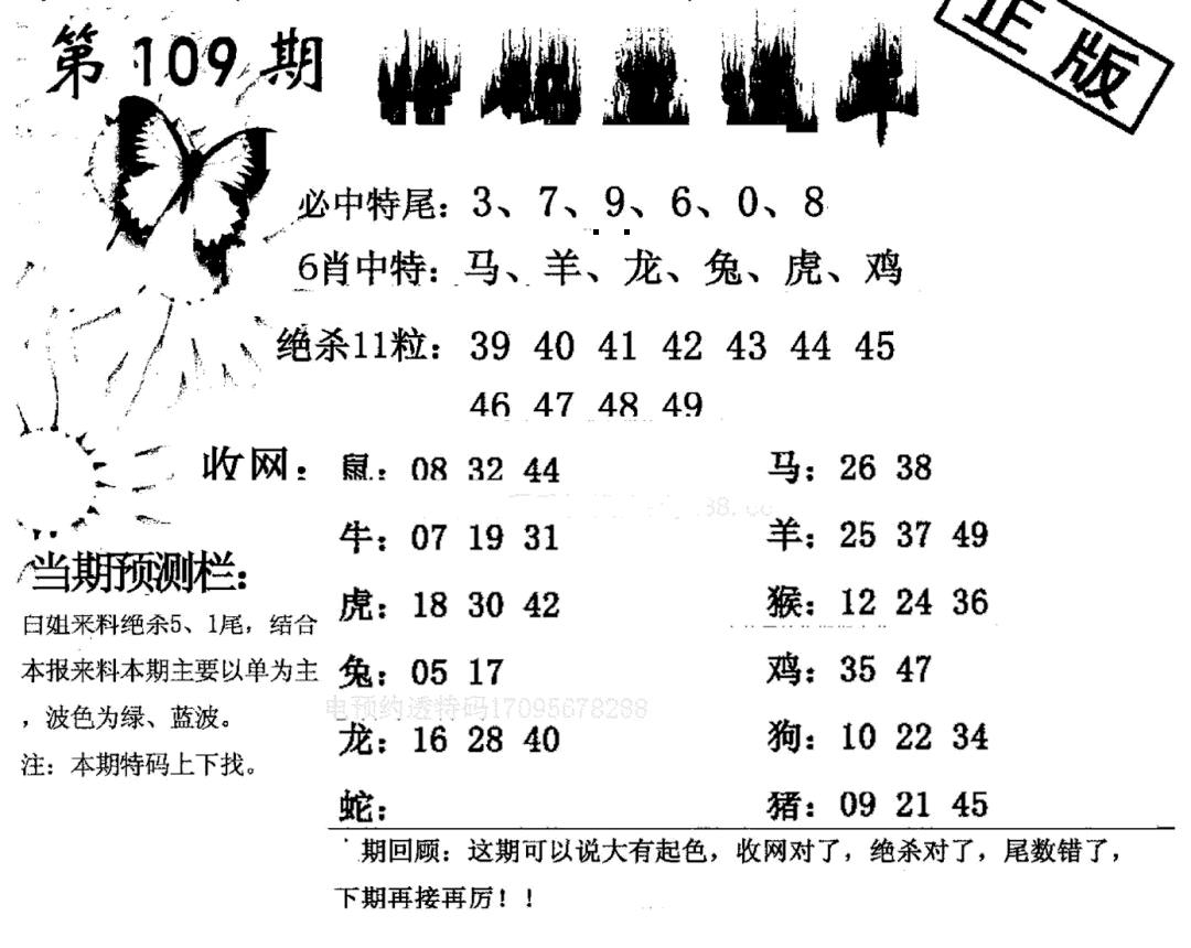 特码直通车 第109期