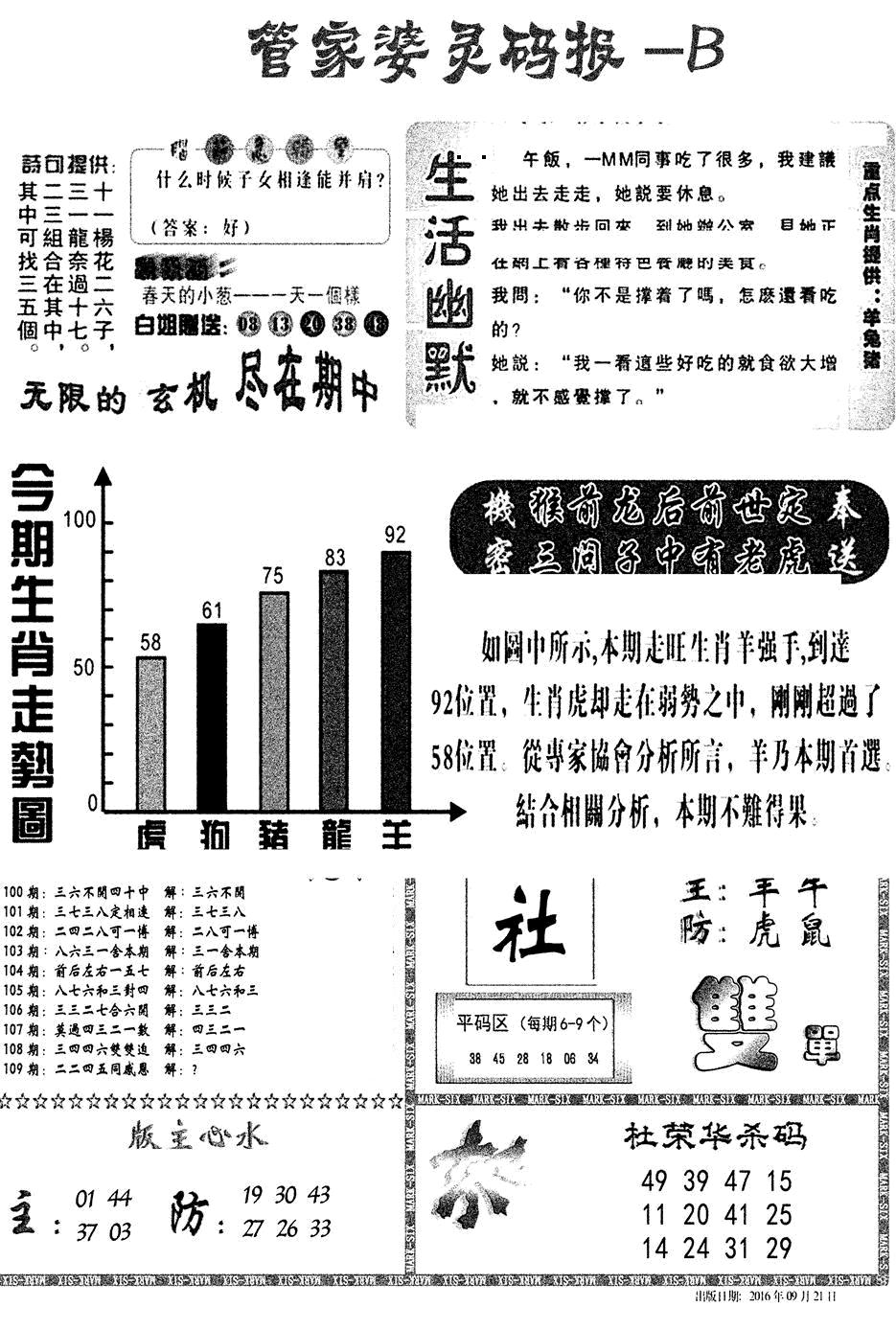 管家婆灵码报B(新图) 第109期