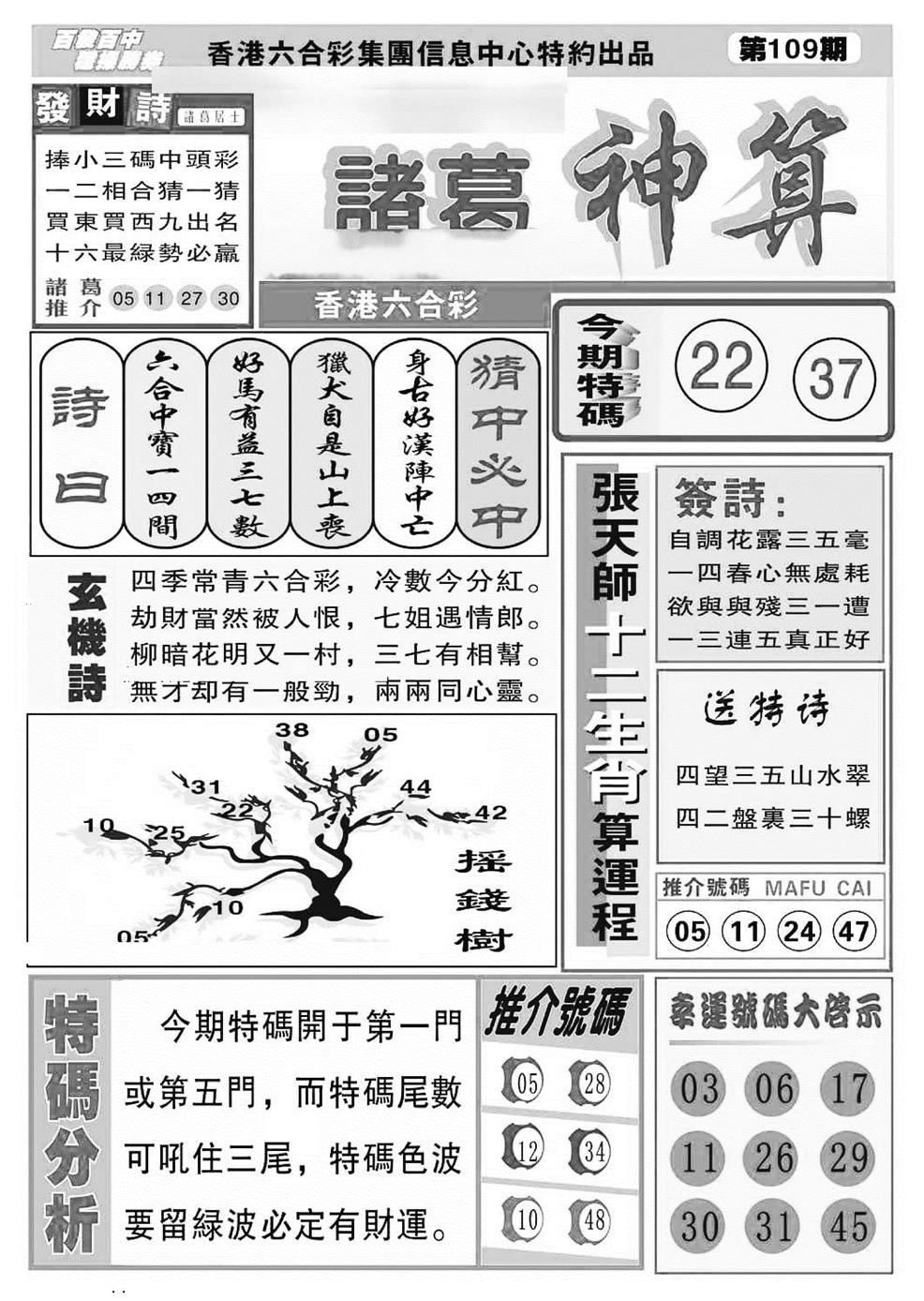 诸葛神算(特准) 第109期