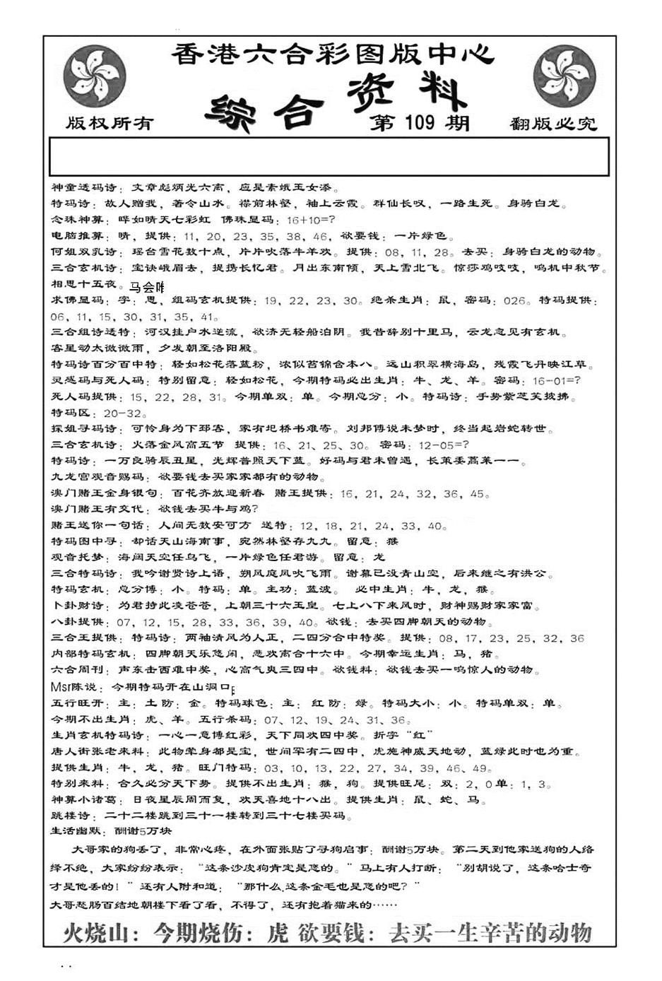 内部综合资料(特准) 第109期