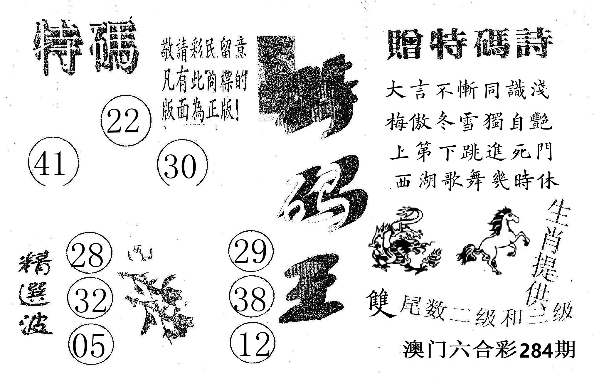 特码王A 第284期